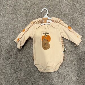 Adorable Beige Baby Bodysuit Set